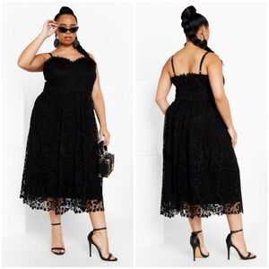 City Chic Scarlet Lace Midi Dress Black Women’s Size 14 NWT